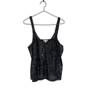 Love On A Hanger Black Sequin Sleeveless Camisole Tank Blouse Top Women’s Large